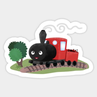 Cute steam train locomotive cartoon illustration Sticker